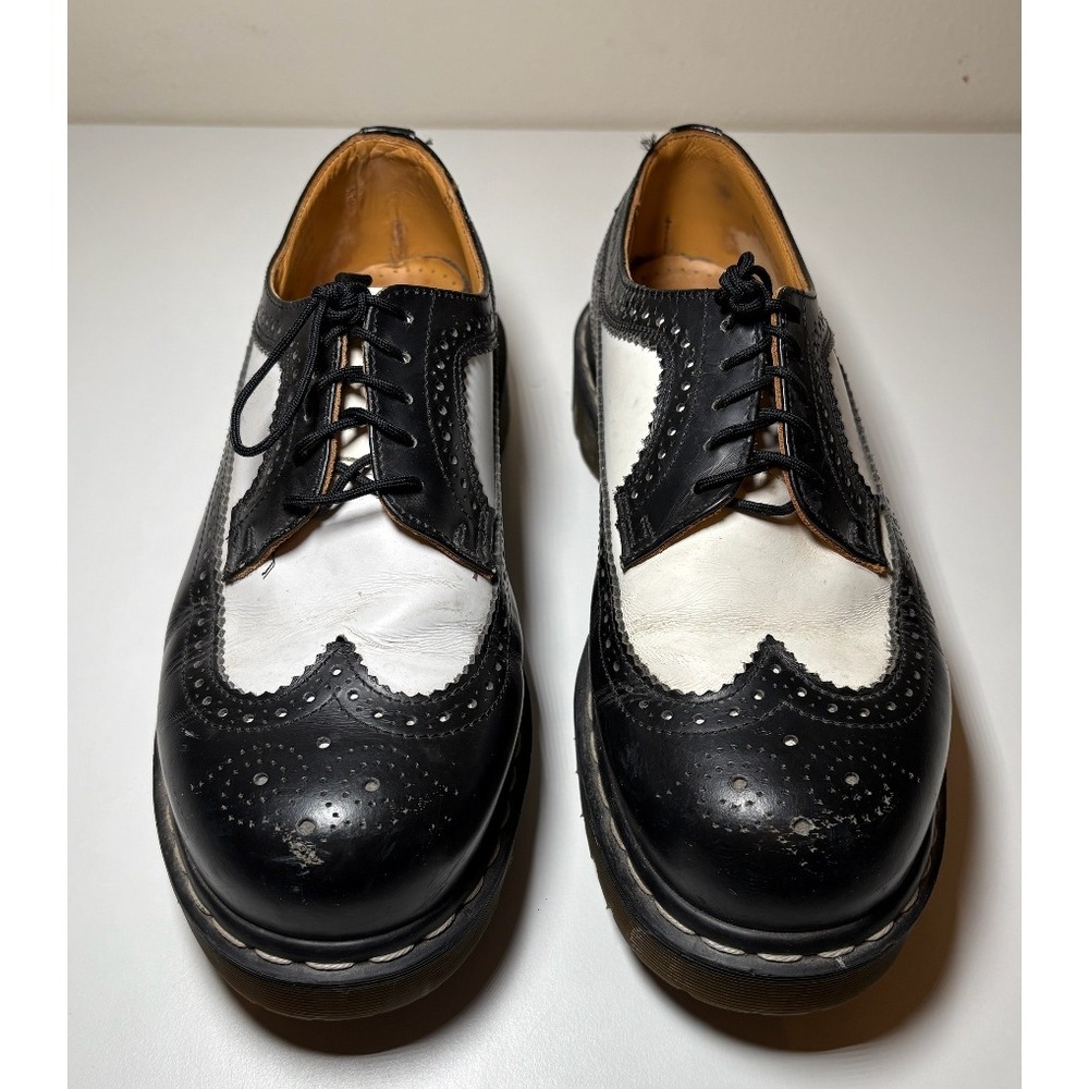 Dr. Martens England Rare Vintage Black White Brogue Oxfords Wingtips | Men's 9 - Picture 5 of 12